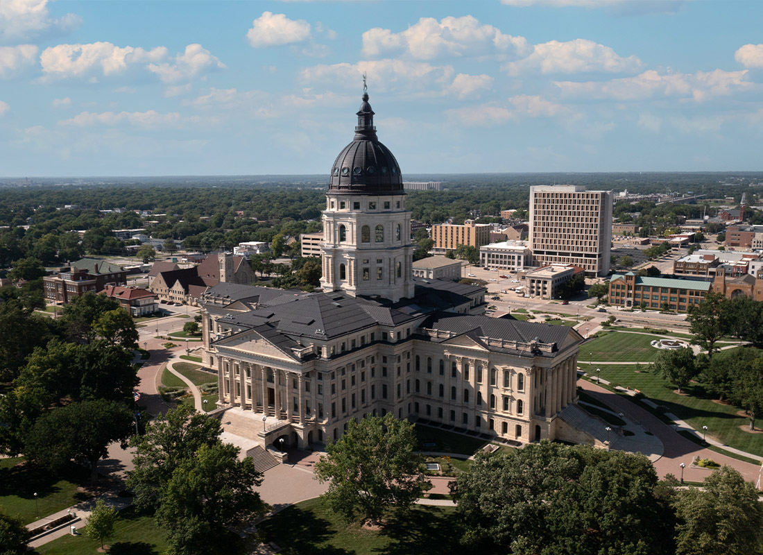 Topeka, KS - Capital Building and Surrounding Area of Topeka, Kansas in the Morning